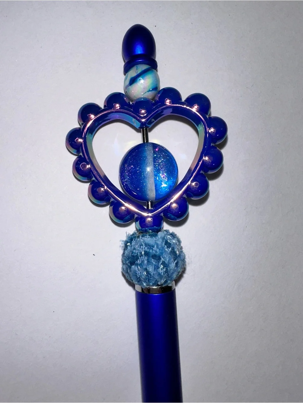 STYLUS PEN - Blue Heart-Topped Decorative